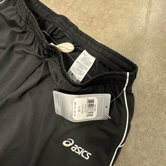 ASICS women’s large track pants black with white stripe work out yoga NWT - Picture 2 of 7